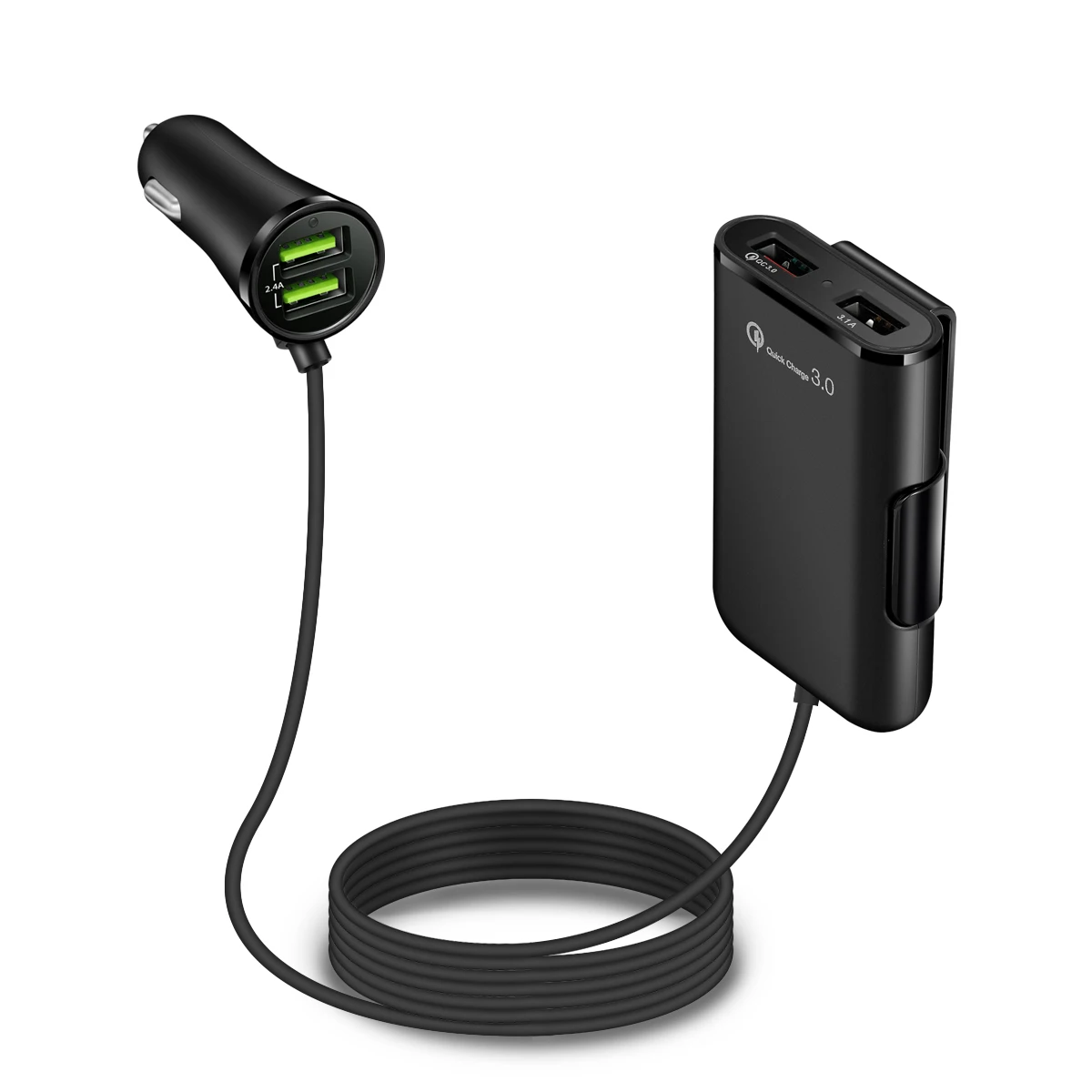 

QC 3.0 Car Charger Multi USB Passenger Car Charger Front Back Seat 4 Port Adapter Universal Charging USB Chargers For Phone GPS
