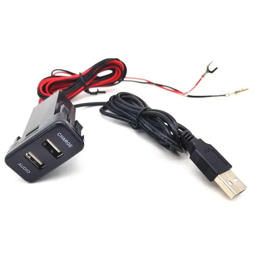 Фото Двойной USB-разъем для зарядного устройства, аудиоадаптер для Toyota 4runner Highlander Fj Cruiser №5