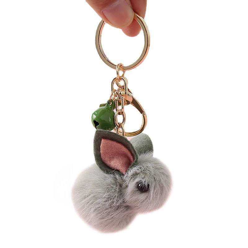 

Mini Fluffy Fur Ball Pompon Rabbit Keychain Woman Girls Cute Plush Bunny Key Chain On Bag Car Trinket Jewelry Party Friends Gift