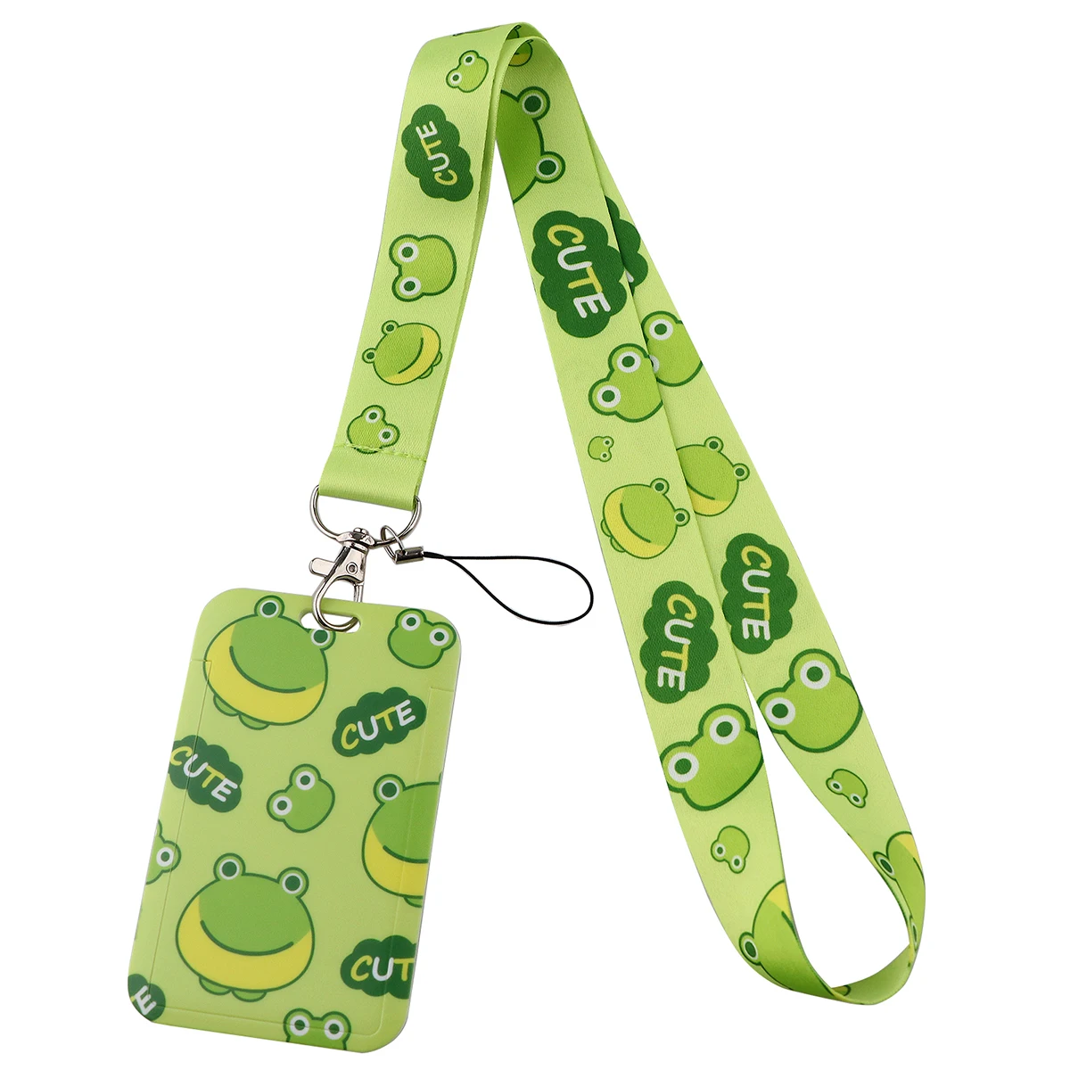 

Cartoon Frog Card Holder Campus Student Badge Women Work Access Card Cover Plastic Anti-lost Keychain Protector Stationery
