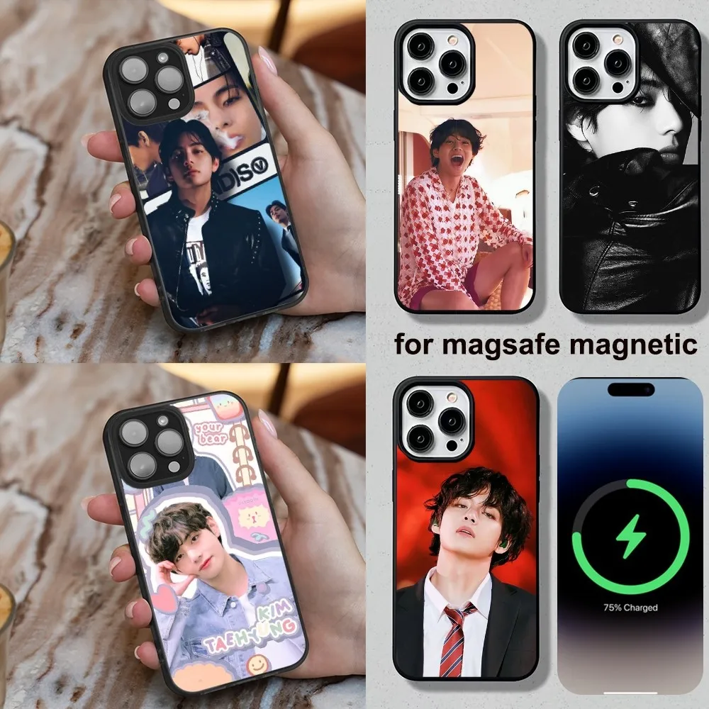 Kim Tae H-Hyung Phone Case For iPhone 16 15 14 13 12 11 Plus Pro Max Mini Soft Magesafe Magnetic Wireless Charge