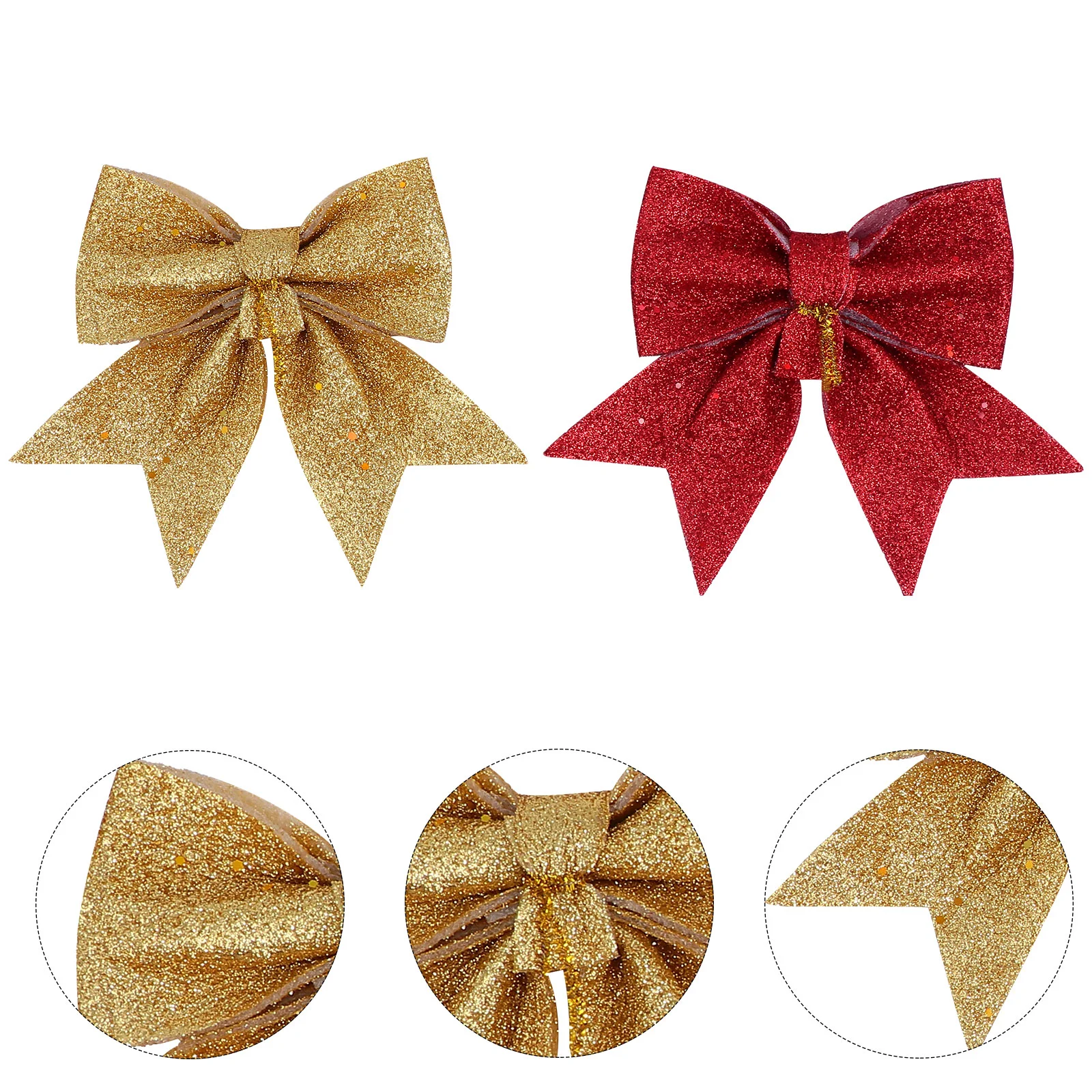 

Bows Christmas Bow Ornament Wreath Tree Hair Cheer Farmhouse Decoration Holiday Red Hanging Clothtopper Glitter Outdoor