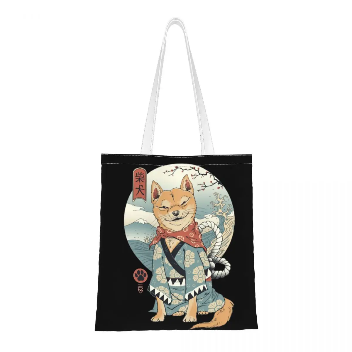 

Japan Style Ukiyo E Funny Samurai Shiba Inu Shoulder Bag Women Canvas Tote Bag Aesthetic Dog Large Capacity Canvas Tote Bag Bag