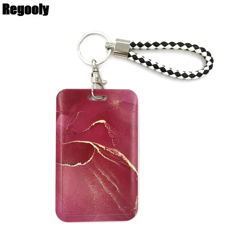 

Colorful Marble Cartoon Cute Credit Card Holder Lanyard Women Men Kid Student Badge Reel ID Name Bus Clips ID Card Badge Holder