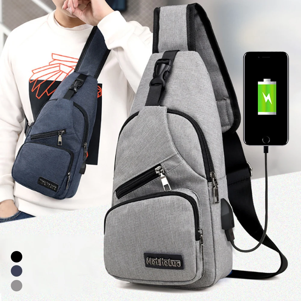 

Нагрудная водонепроницаемая сумка через плечо, повседневная мужская сумочка, многофункциональная дорожная сумка с защитой от кражи и Usb-портом для зарядки