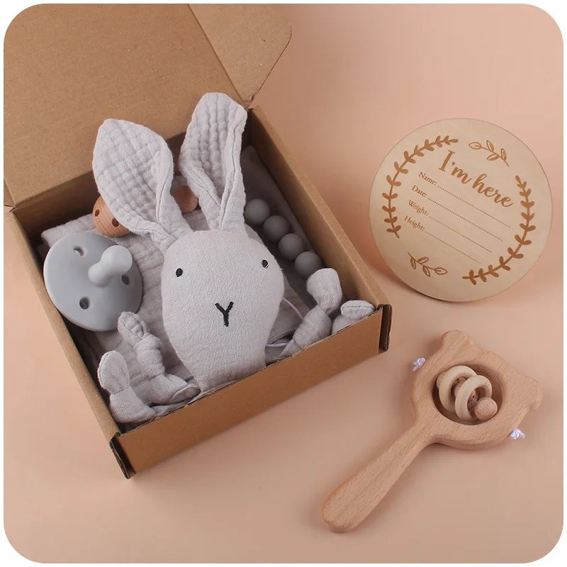Coskiss New Baby Products Cartoon Rabbit Soothing Towel Baby Creative Silicone Pacifier Chain Teether Toy Six-Piece Set
