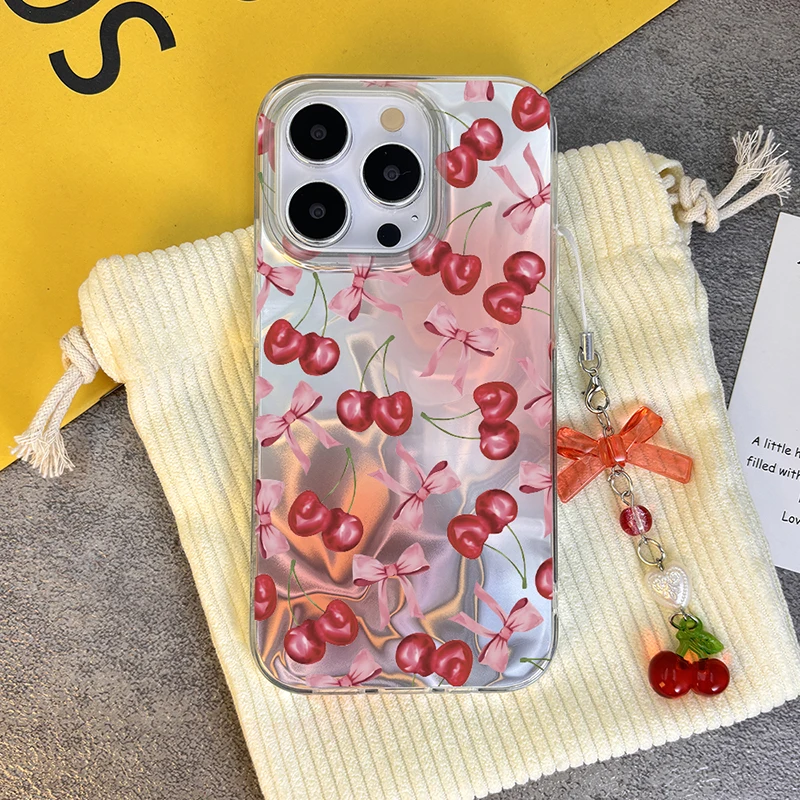 Чехол с мультяшным бантом Cherry для Vivo V40 V40E V30 Pro V29 Lite V30E V27E V25E Y35 Y33 Y20 Y22 Y51 Y56 Y31 Y38 Y17 Y12