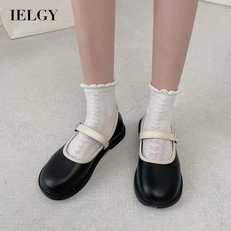 

IELGY Mary Jane women's shoes college wind fairy jk small leather shoes Japanese flat round toe pumps