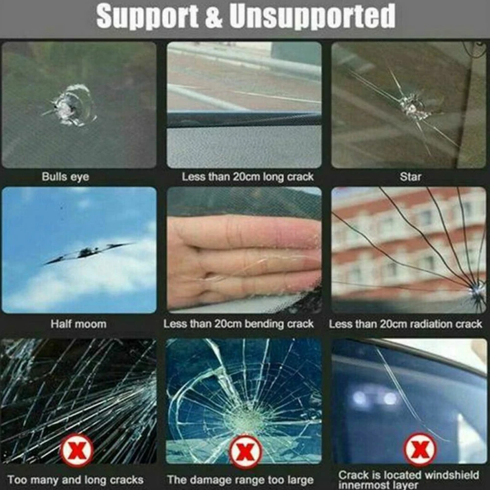 

Car Windshield Glass Repair Tools Solution Long Crack Bull's Eye Star Repair Fluid Pothole Repair Scratch Repair Kit
