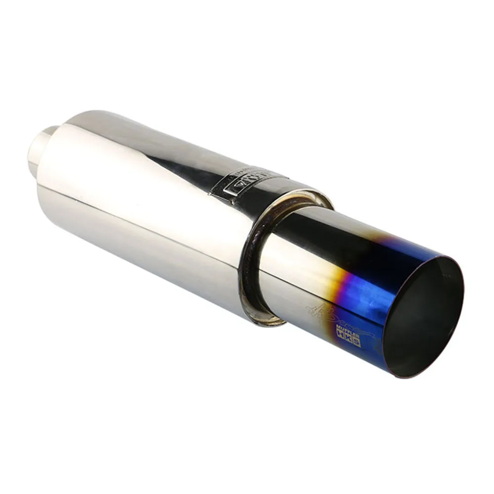 

Universal Stainless Steel Car Exhaust Muffler Intel 63mm 2.5'' Outlet 102mm 4'' Exhaust Silencer Tail Pipe blue nozzle muffler