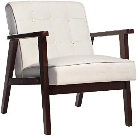 

Chair with Solid Wood Armrest and Feet, Mid-Century Modern Accent Sofa, for Living Room Bedroom Studio, Light Gray