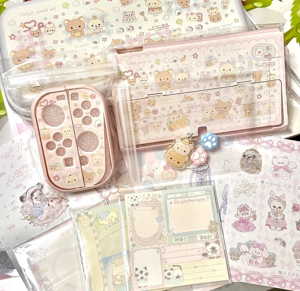 Фото Rilakkuma оригинальный дизайн, милый розовый защитный чехол для переключателя для Switch2 Oled, мягкий корпус, совместимый с Nintendo NS Sister Lite №3