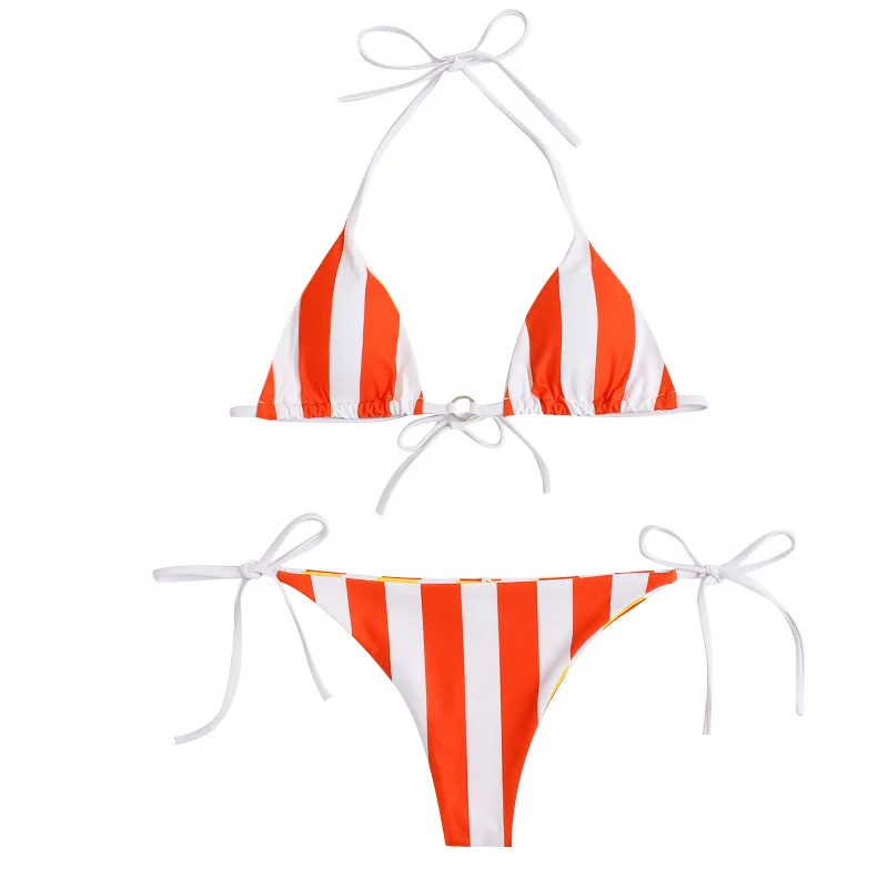 White Swim Suit 2021 New Fashion Split Strapless Bows Fresh Vertical Bikini Swimsuit Female Manufacturer S2203
