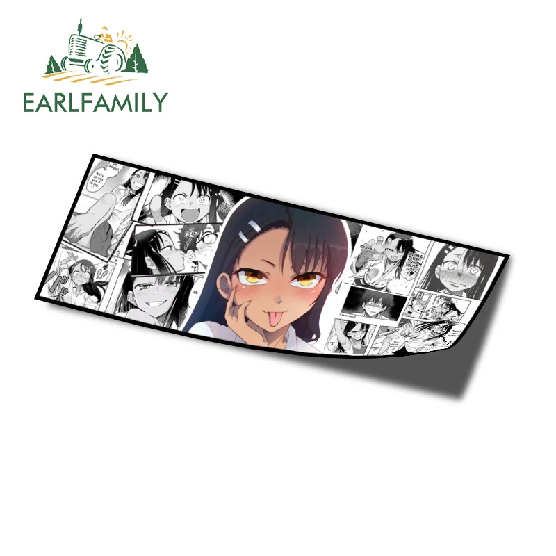 EARLFAMILY 13 см x 4,9 см для Ijiranaide Nagatoro San Slap, аниме, аксессуары для автомобиля, наклейка на окна, ноутбука