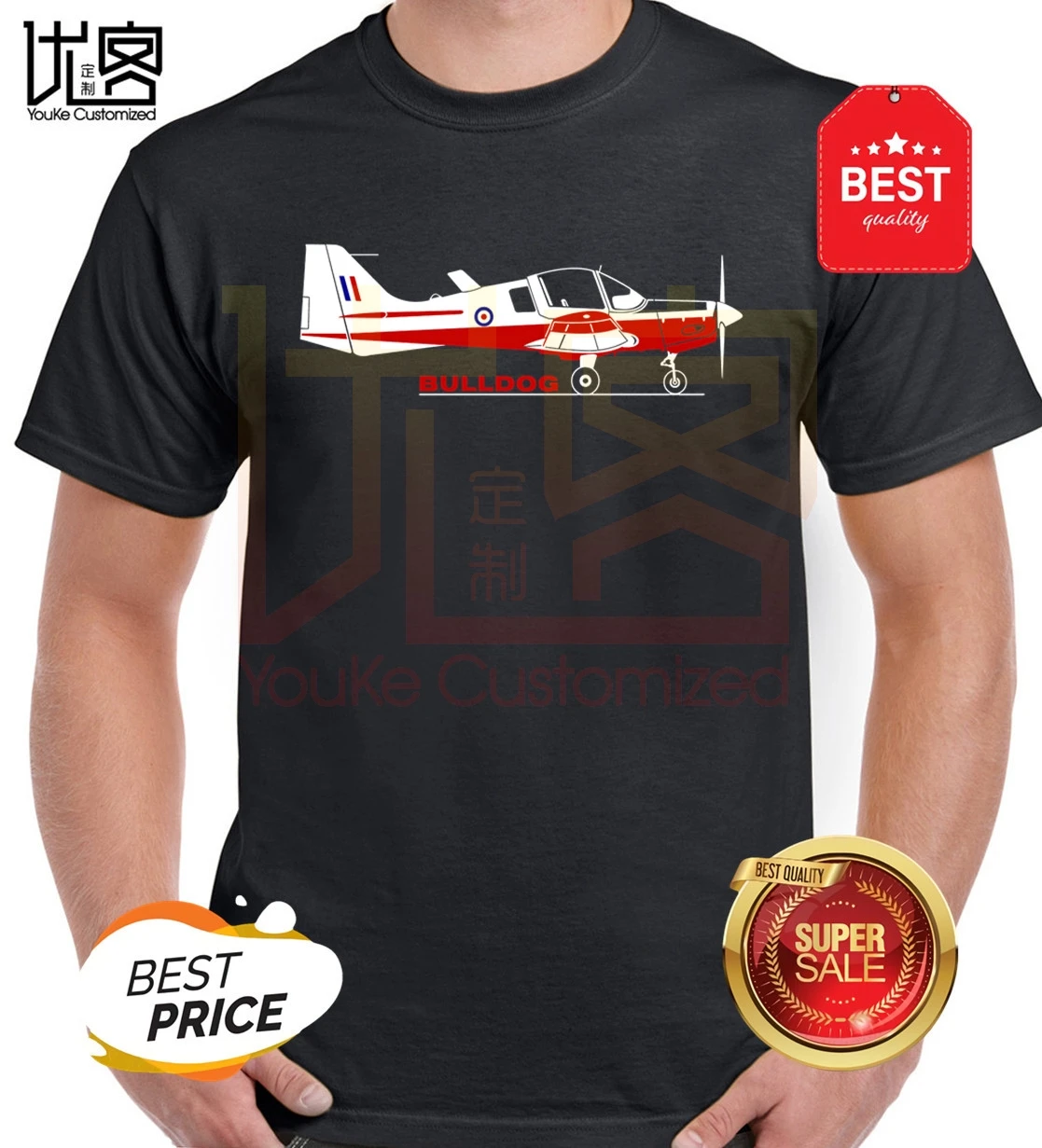 

100% Cotton Summer Mens Summer Tops Tees T Shirt Aeroclassic Scottish Aviation Bulldog Aircraft Nerd Tee Shirts
