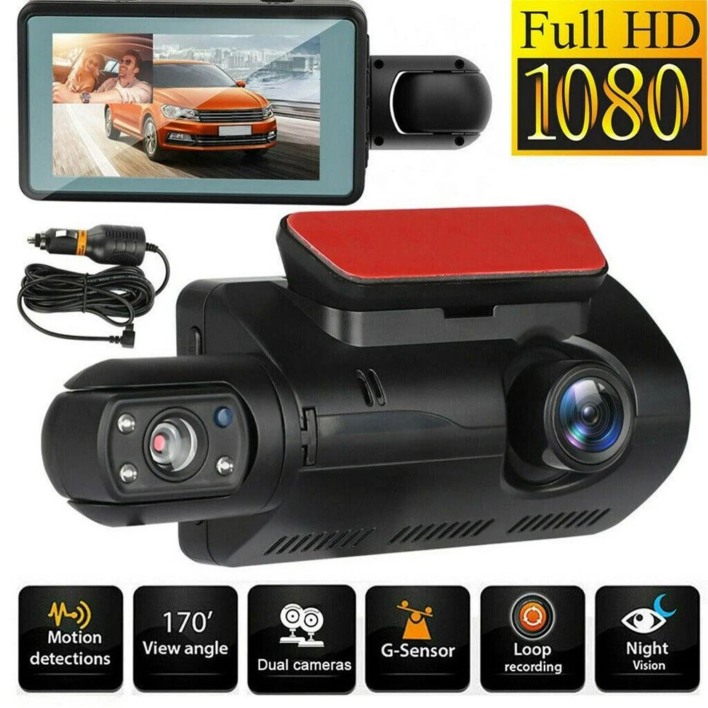 2022 Dashcam Dual Camera HD Inside Front Rear Camera 2 Lens Recorder Car DVR Recorders Dash Cam Auto Wide Angle Night Vision