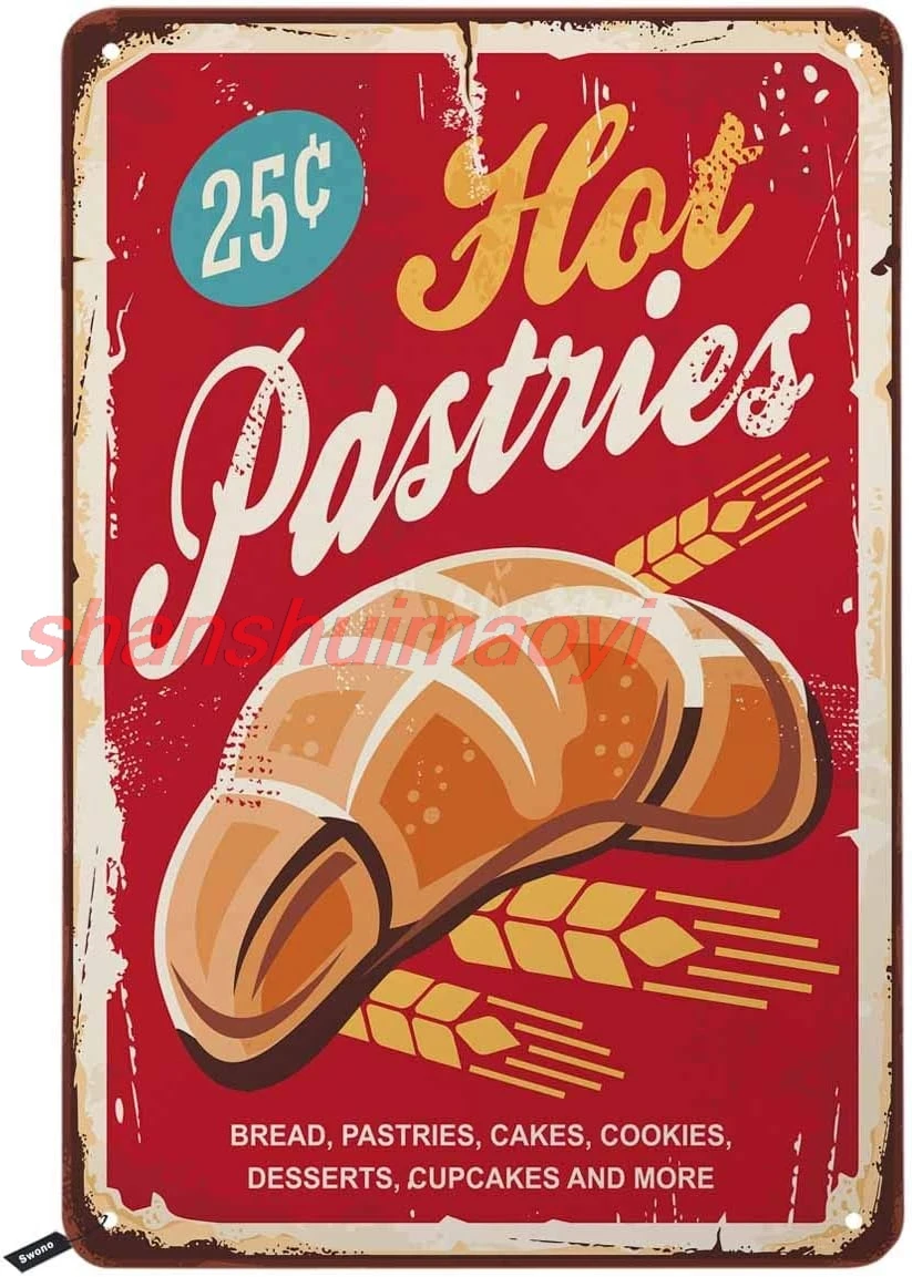 Оловянные вывески Swono Hot Cakeries красная винтажная металлическая жестяная вывеска