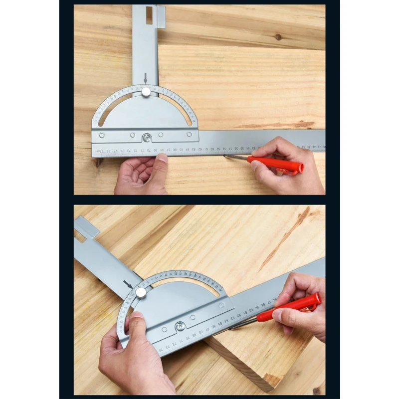 

Multipurpose Angle Ruler with Ruler Angle Gauge & G-Clamping Adjustable Measuring Tool Easy Operation for Carpenter