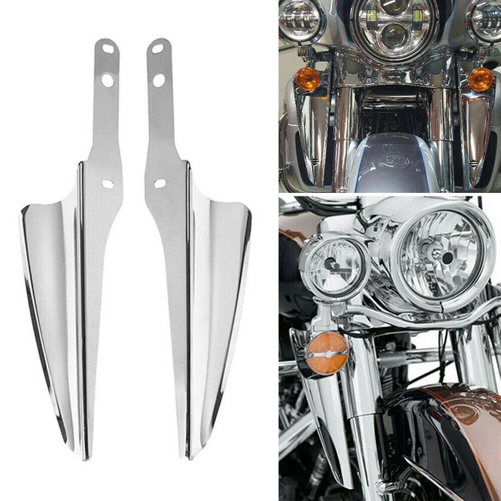 

Motorcycle Chrome Front Fork Mount Wind Deflectors For Harley Touring Road King Street Electra Glide FLHXS FLHX FLHR 1995-2021