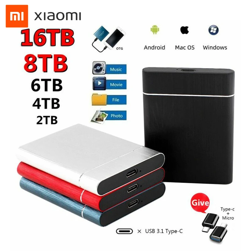 

Xiaomi New External Hard Drive Disks 8TB HDD USB 3.1 Type-C SSD Solid State Drive For PC Laptop Computer Portable Storage Device