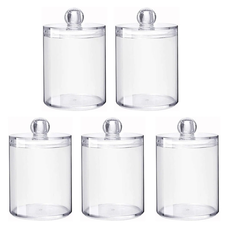 

Acrylic Dispenser Apothecary Jars Bathroom - Holder Storage Canister Clear Jar For Cotton Ball,Cotton Swab