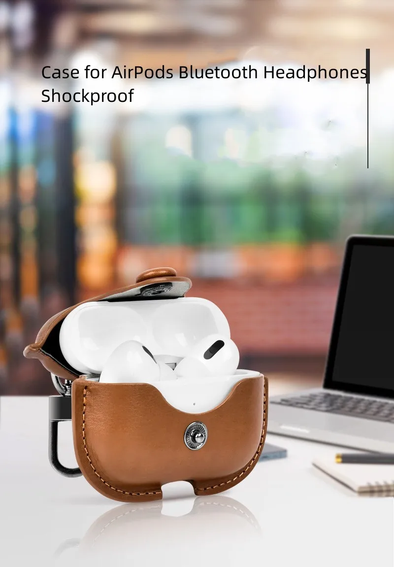 

For AirPods Pro 2 bluetooth headset protective case pure color drop-proof anti-shock imitation leather AirPods 3 generation case
