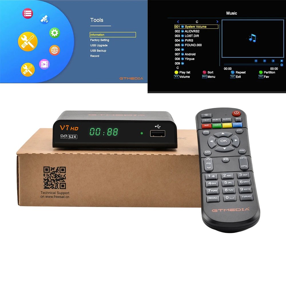 Спутниковый ресивер Gtmedia V7 HD S2X DVB-S/S2 с поддержкой BISS Key h.264 1080P PowerVu 3G WIFI v7hd декодер