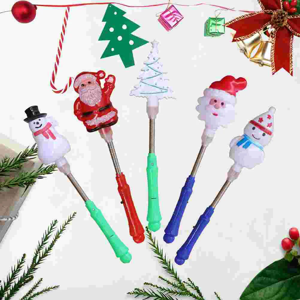

5pcs Santa Snowman Christmas Tree Wand Costume Accessory for Flash Party Cheering Props Glow in the Dark Party Favors