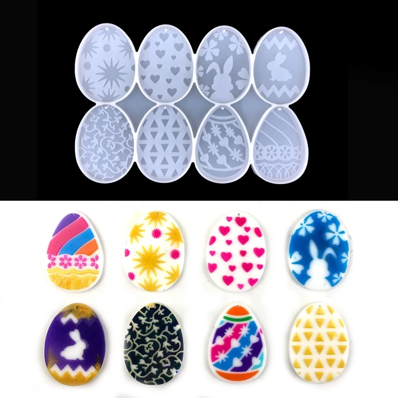 

Shiny Glossy Silicone Molds Easter Egg Flowers Love Key Pendant Mold DIY Keychain Decoration Crystal Epoxy Resin Crafting Mold