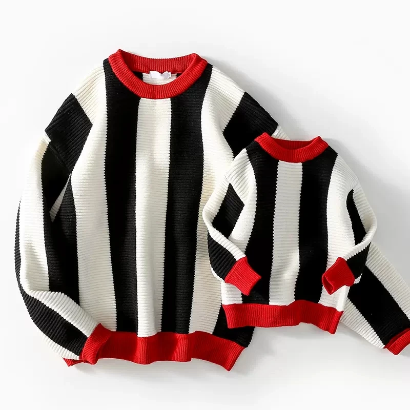

Family Matching Sweaters Mom And Daughter Girls Equal Knit Cardigan Father And Son Boy Sweater 2022 Fashion Women Baby Knitwear