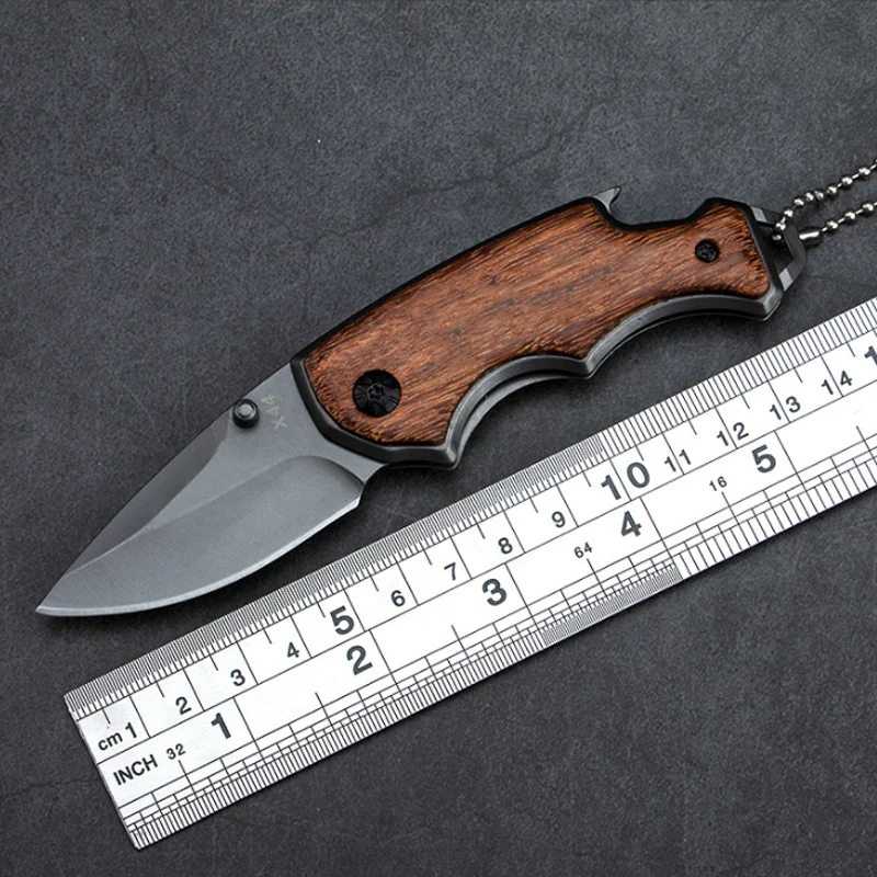 

57HRC Mini Knives Folding Tactical Knife Steel Wood Combat Portable Pocket Titanium Knives Utility Survival Hunting Rescue Tool