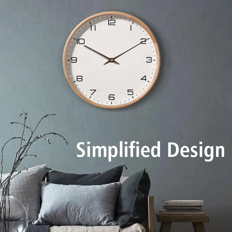 

High Quality Wall Mount Clock Quartz Clock Round Shape Beech Wood Frame Silent Clocking Sweep Second White Color Simplified