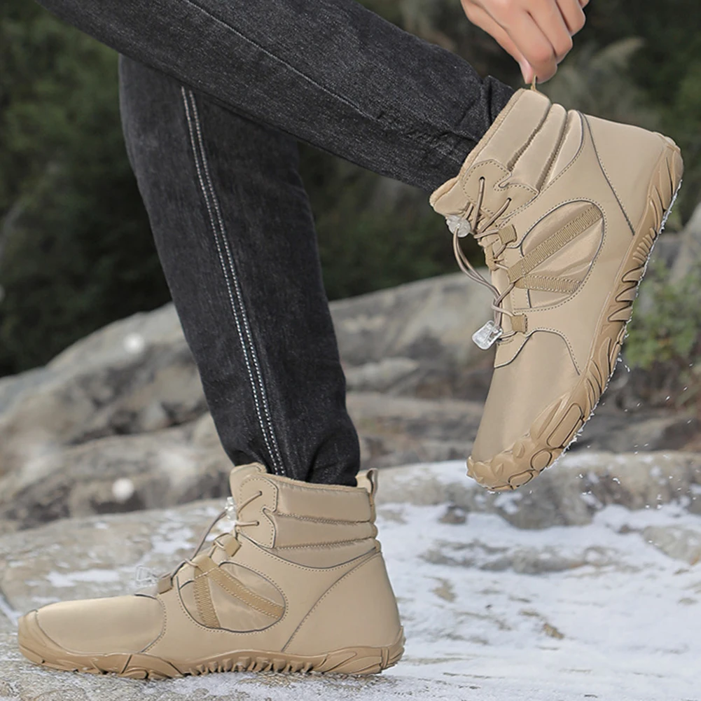 

Winter Snow Boots Casual Barefoot Shoes Non Slip Thickened Ankle Boots Waterproof High Top for Travel Climbing Hiking