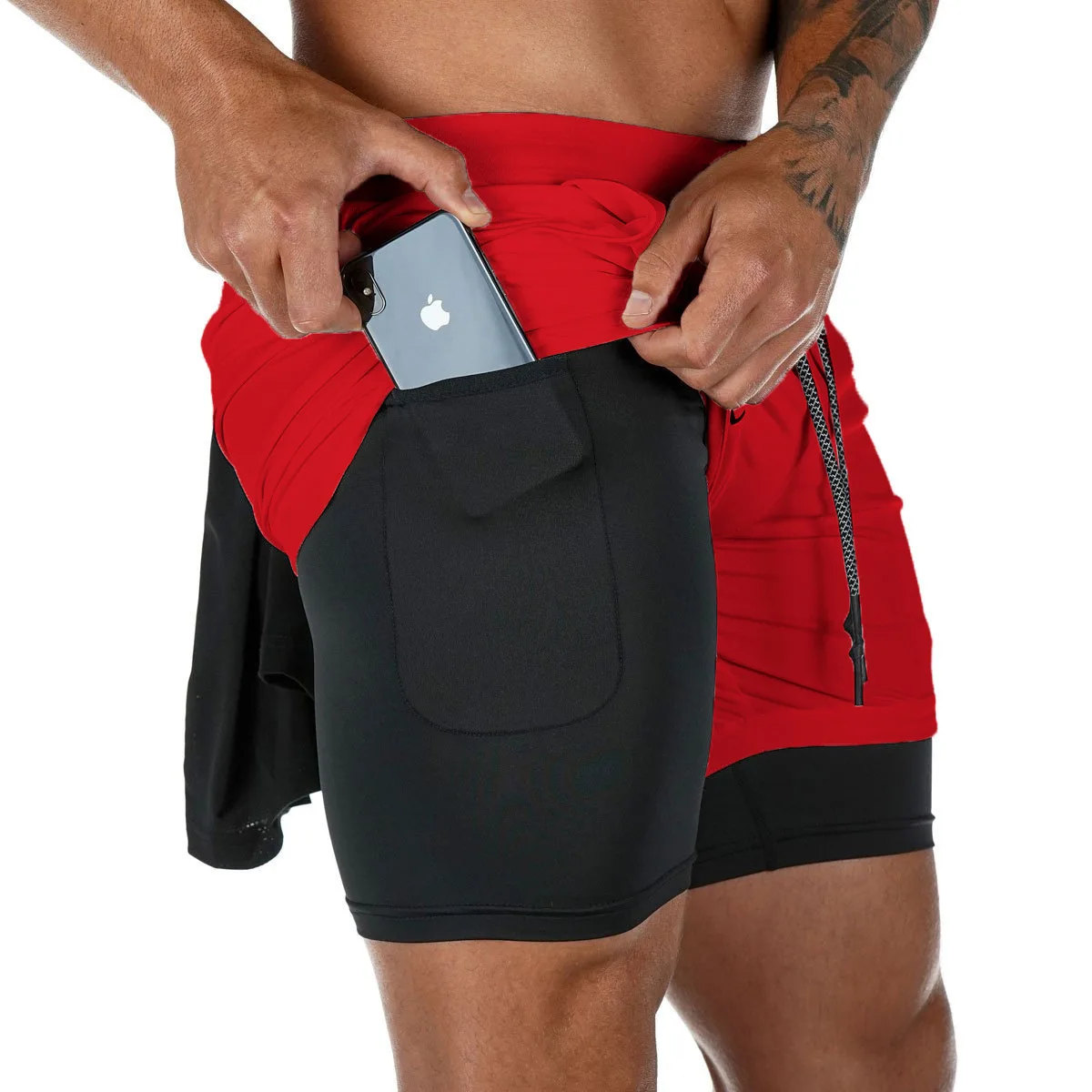 

2022 Men's Running Fitness Double Layer Shorts Gym Training Sports Shorts Quick Dry Workout Gym Sports Jogging Summer Shorts