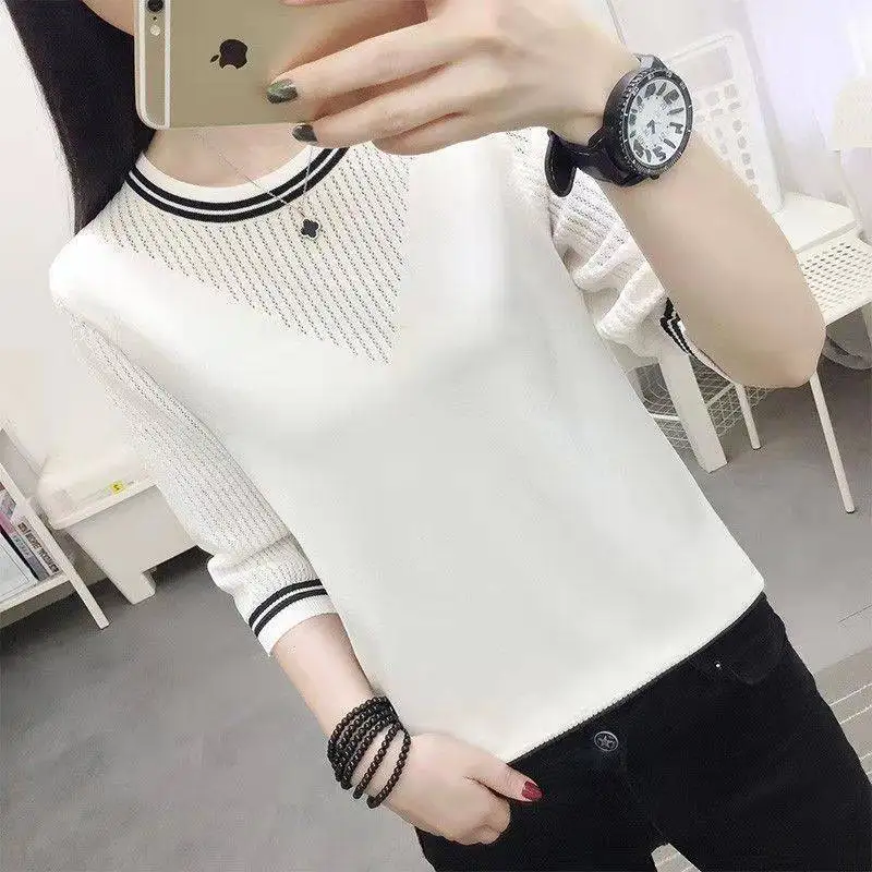 

Short-sleeved t-shirt women's 2022 new summer knitted sweater thin loose one