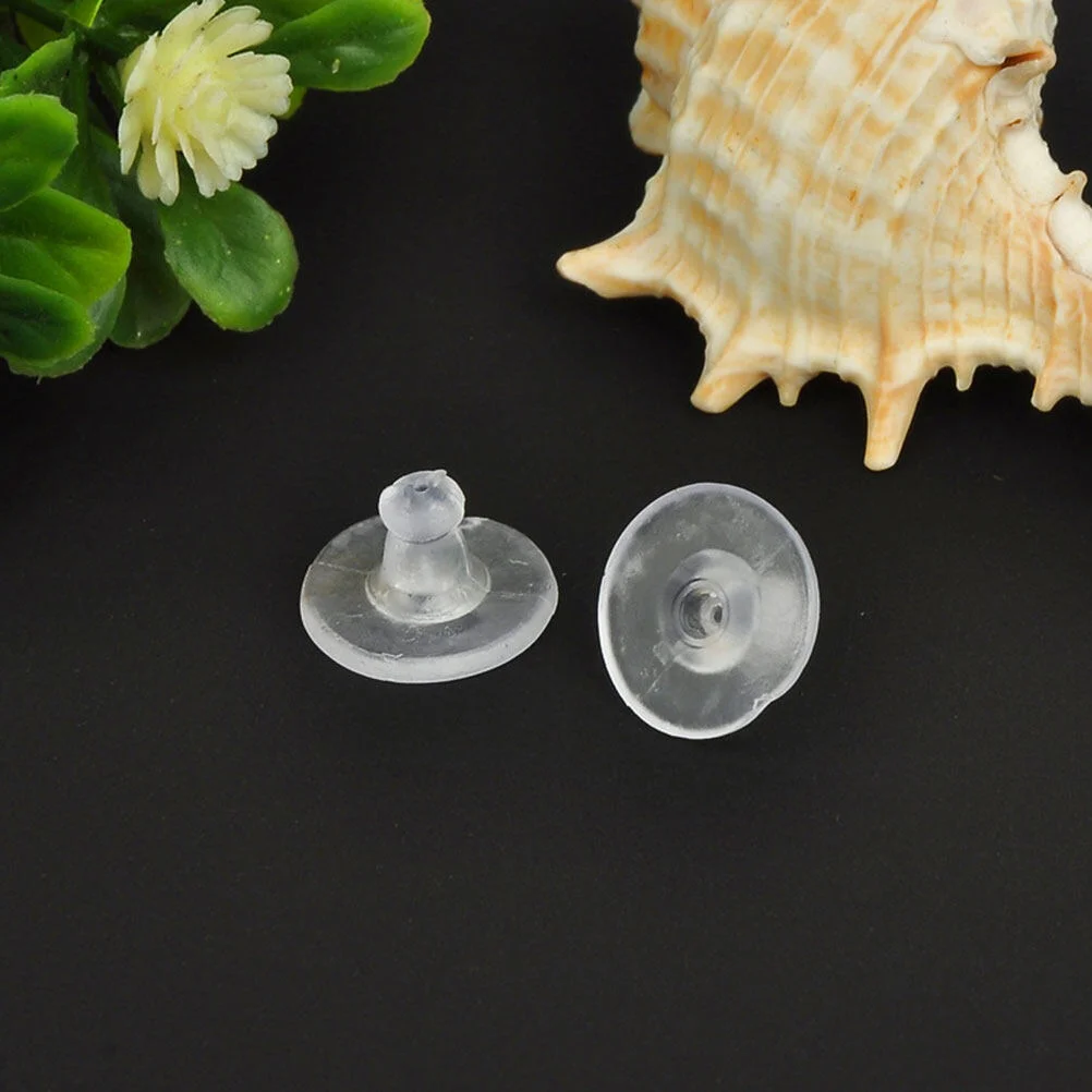 200PCS Clear Silicone Ear Pin Safety Backs Comfortable Ear Stud Stoppers Replacement for Earring Accessories