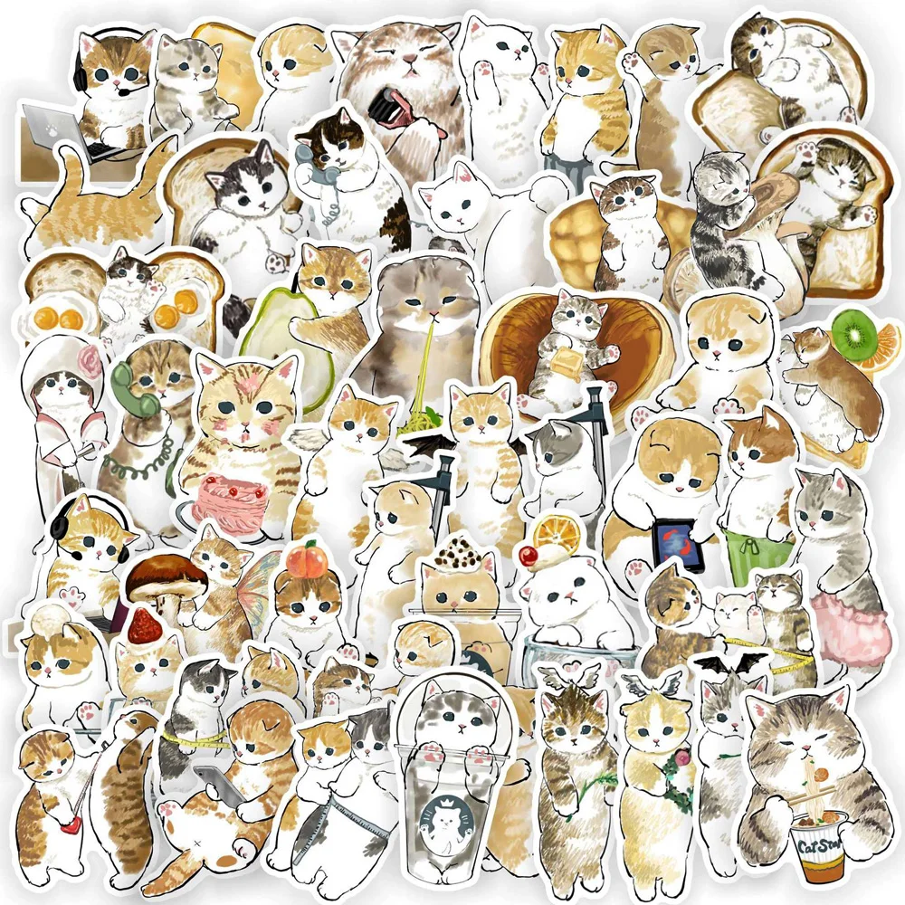 

10/30/50pcs Cute Cat Cartoon Graffiti Stickers Decals Scrapbook Laptop Luggage Phone Guitar Waterproof Sticker for Girl Kids Toy