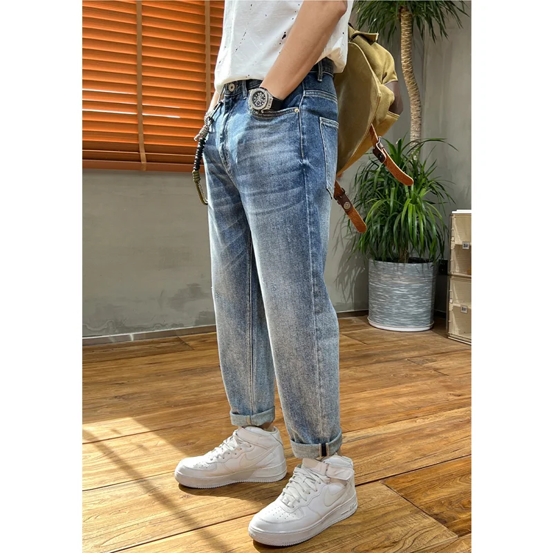 Men Clothing 2022 Autumn and Winter New Straight Loose Cylinder Jeans Vintage Comfortable Blue Temperament Harun Trousers Female