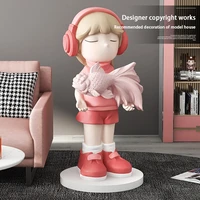 home decor carp girl landing ornament figurines for interior floor decoration of resin frp living room sculptures and statues