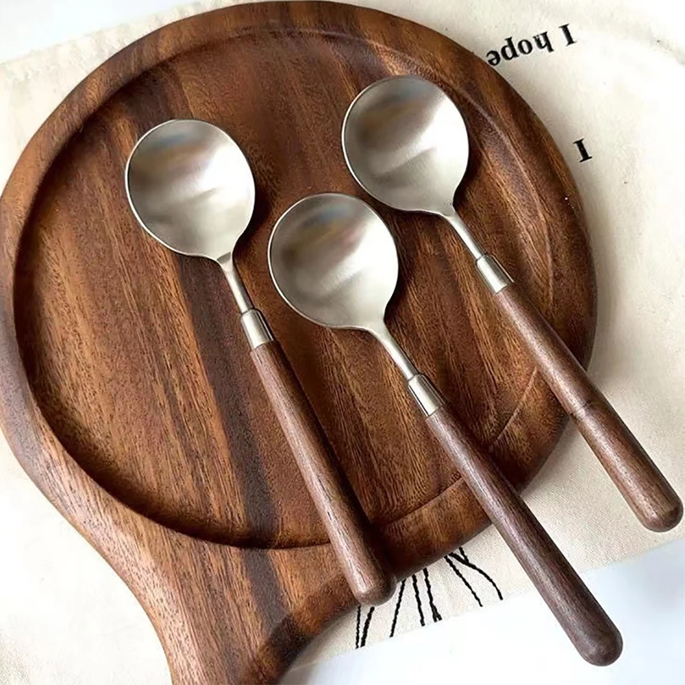 

Набор столовых приборов из нержавеющей стали с имитацией дерева