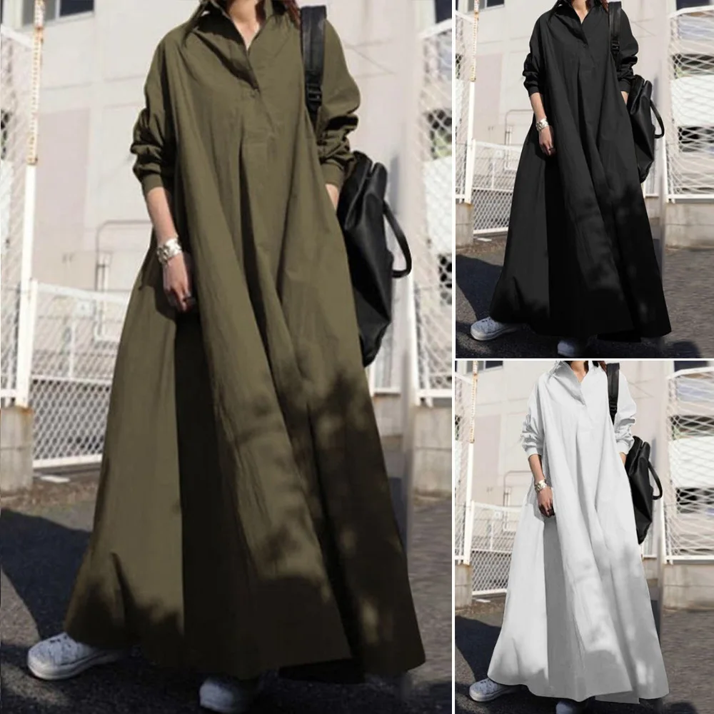 

2022 summer loose solid color cotton linen retro folk style loose dress