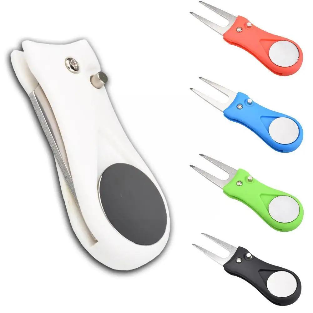 

Foldable Golf Repair Fork With Magnetic Ball Marker And -up Button Green Tool Accessories Gift For Golfer I0g4