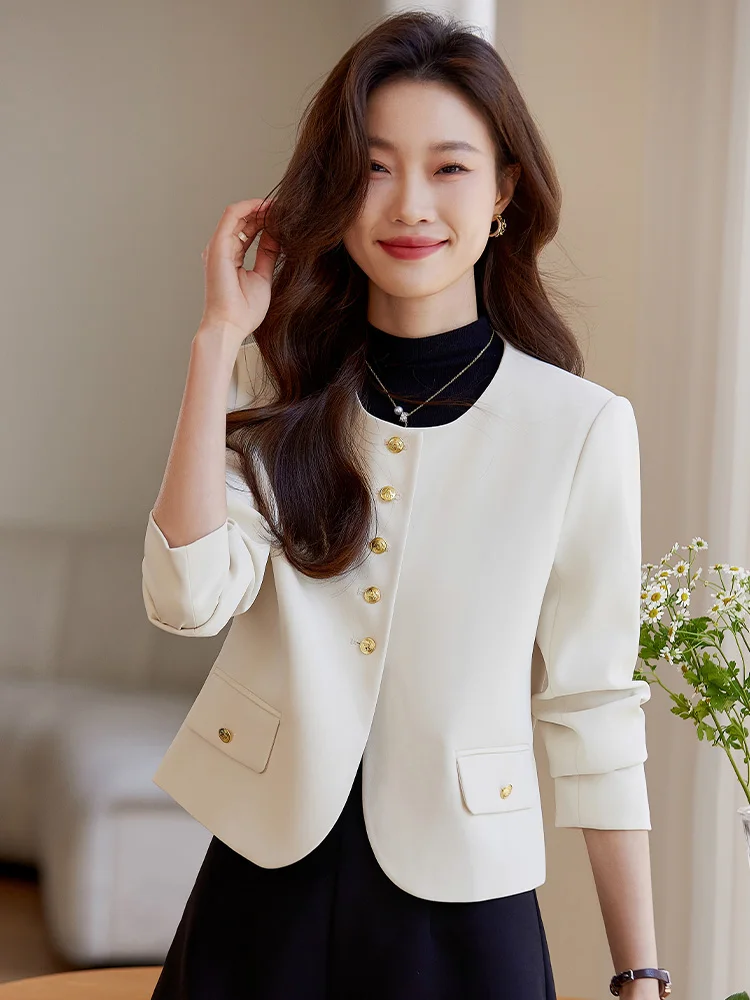 Кремово-белая изящная верхняя одежда женская осенняя Новинка 2024 маленький