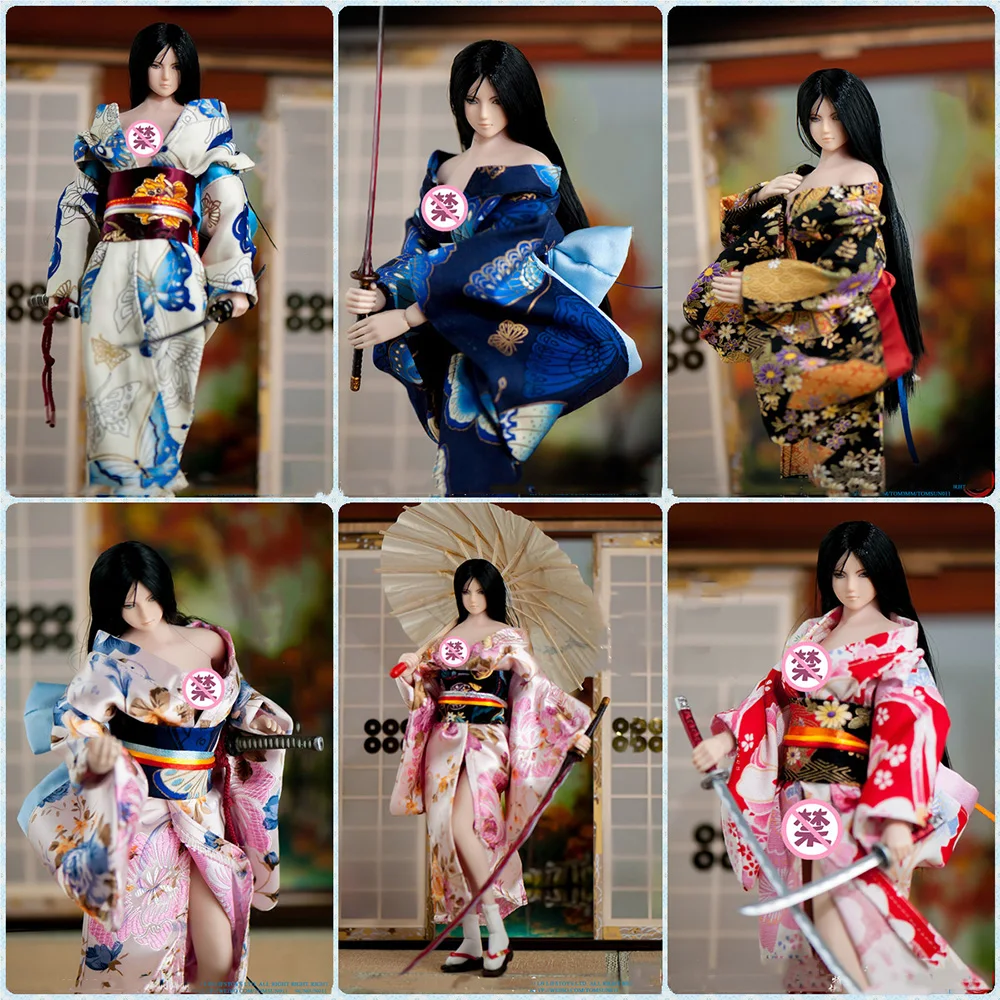 

1/6 Scale Female Doll Accessories Japanese Long Kimono Yukata Clothes Geta Shoes Model for 12" TBL PH Action Figure Body