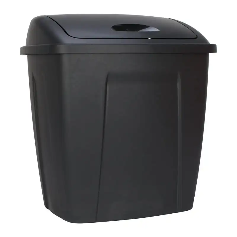 

Gallon Trash Can, Plastic Swing Top Kitchen Garbage Trash Can, Black Outdoor trash can Black trash can for bathroom Kitchen item