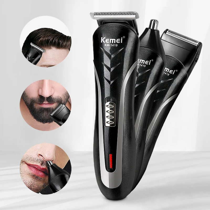 

Kemei 3 In 1 Hair Trimmer Electric Cordless Beard Nose Barber Clippers Shaving Professional Haircut Machine Men Cutter