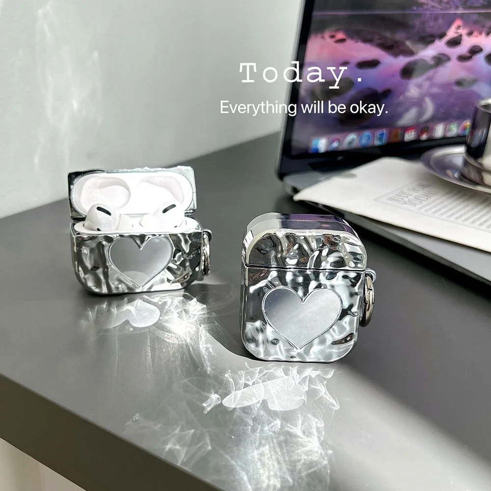 Гальванизированное серебристое зеркало для макияжа с любовным сердцем и