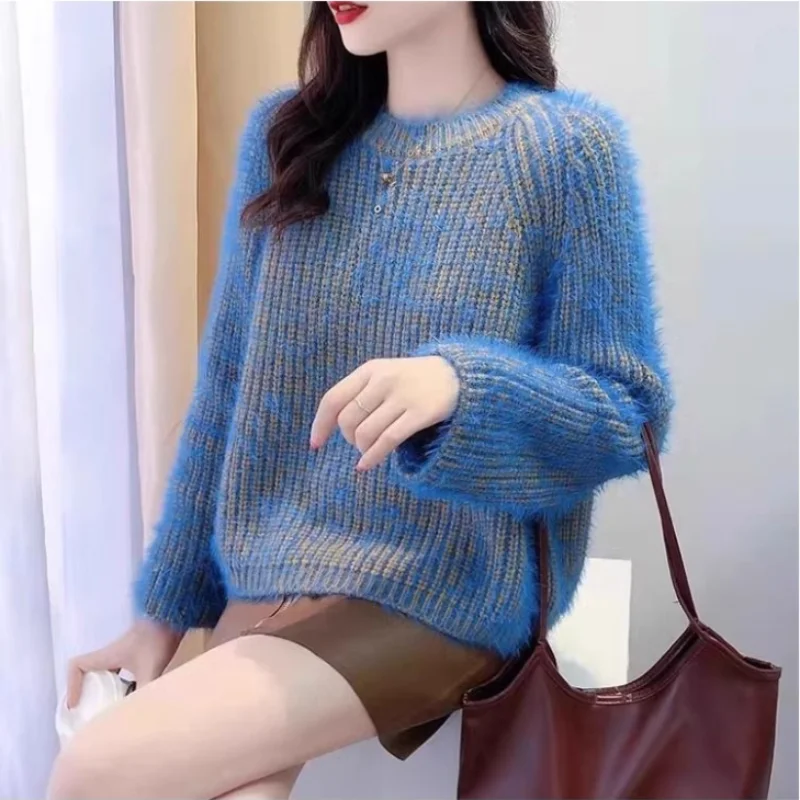 Норковый бархатный пуловер свитер женская верхняя одежда новая осенне-зимняя