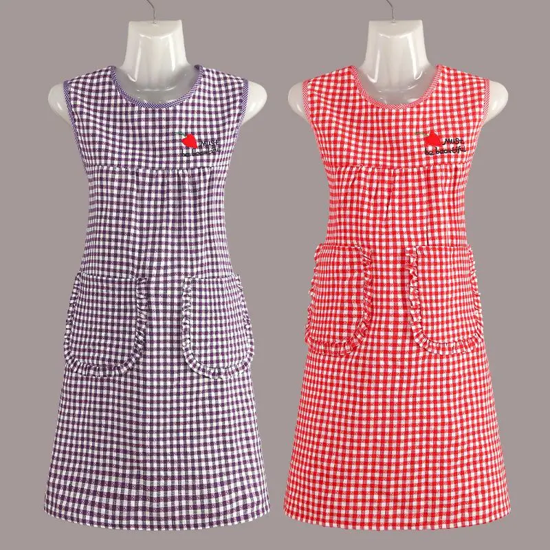 

Cotton Korean household cooking apron women's waistcoat sleeveless kitchen oil proof overalls wear-resistant agricultural vest