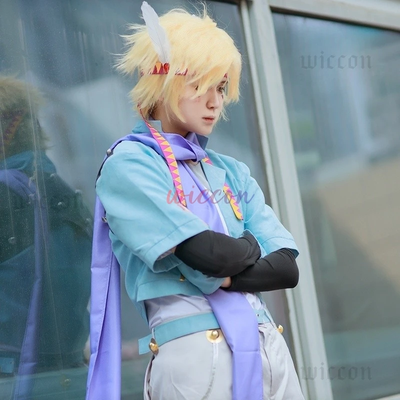 Игра Battle Tendency Caesar Anthonio Zeppeli Косплей Костюм Пальто Брюки Обувь Парик Хэллоуин